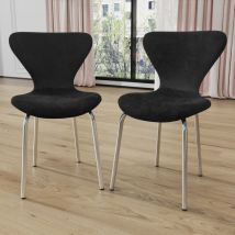Juego de 2 sillas de comedor terciopelo patas metálicas para salón cocina Negro