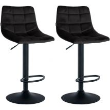 Juego de 2 taburetes de bar Jerry en terciopelo Negro Negro
