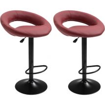 Hobag - Juego de 2 taburetes de bar vegas rojo burdeos - Carga m xima: 120 kg - pu sint tico - Base de metal - Altura ajustable 85-105 cm