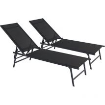 Juego de 2 tumbonas metálicas 'Sublima' - 180 x 54 x 104 cm - Negro