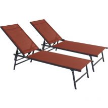Juego de 2 tumbonas metálicas "Sublima" - 180 x 54 x 104 cm - Terracota