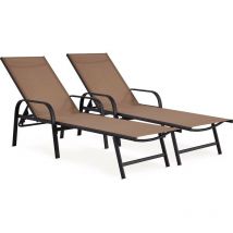 Habitat Et Jardin - Juego de 2 tumbonas metálicas 'Farniente' - Taupe