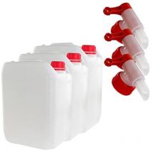 Scsports - anaterra Bidón de Agua - Set de 3, 10 l, con Grifo y Asa de Transporte, Portátil, pvc, Libre de bpa, a Prueba de Fugas - Contenedor