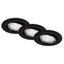Brilo - Juego de 3 luminarias empotrables ø 8,6 cm GU10 5W 460lm - color negro