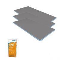 Juego de 3 paneles de construcción Wedi pegamento Wedi 320, 125 x 60 x 0,4