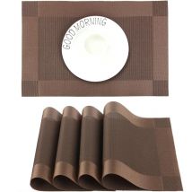Jn.songs - Juego de 4 Design Manteles Individuales, Salvamanteles Individuales en pvc 45 30 cm Resistentes al Calor - Marrón