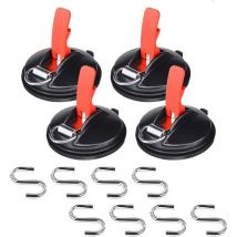 Soekavia - Juego de 4 ganchos con ventosa - Con 8 ganchos en forma de s - Para el hogar, el taller, el camping - Ideal para conectar persianas,