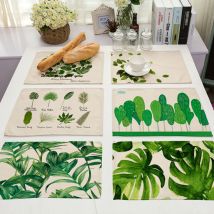 Juego De 4 Manteles Individuales Occidentales Impermeables A Prueba De Aceite De Plantas Verdes (estilo 5)