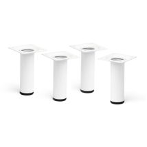 Juego de 4 patas de acero cilíndricas con una altura de 100 mm y acabada en blanco. Dimensiones: 30x30x100 mm -