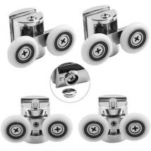 Missdong - Juego de 4 ruedas dobles - para puertas de ducha correderas, 2 ruedas de 23 mm de diámetro, aleación de zinc, baño
