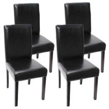 Décoshop26 - Juego de 4 sillas de cocina comedor en cuero negro, patas de madera oscura, diseño moderno 040001963