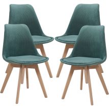 [en.casa] - Juego de 4 sillas de comedor Fläten estilo escandinavo 82x49x54cm pana - Verde