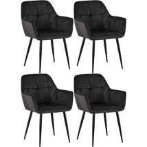 Juego de 4 sillas de salón Emia en terciopelo Negro Terciopelo