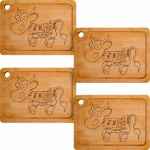 Dunedesign - Juego de 4 Tablas de Bambú Macizo para Bistec 33x23x2cm con Ranura de Jugo