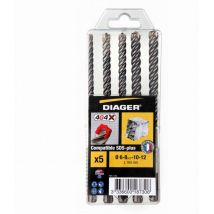 Diager - Juego de 5 brocas para hormigón SDS-plus - 112Q