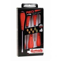 Juego de 6 destornilladores redgrip, 4 ranurados + 2 ph - mob - 9129001101