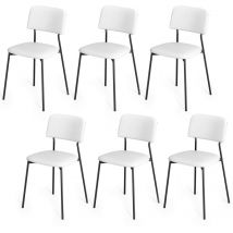 Bealife - Juego de 6 Sillas para Comedor con Respaldo Acolchado, Estructura Metálica y Protectores de Goma - Blancas para Salón, Oficinas o Hogar