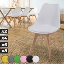 Miadomodo Sillas de Comedor - Pack de 6, Patas de Madera de Haya, Antideslizante, Asiento del pp, Acolchado, Estilo Nórdico, Color Blanco