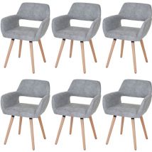 Juego de 6 sillas de comedor HHG 429 ii, silla de cocina, diseño retro años 50, textil, vintage gris hormigón, patas ligeras