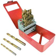 Silver - Juego de brocas para metal titanio 29 piezas, para perforar metales no ferrosos, acero, madera y plásticos, recubrimiento de titanio, alta