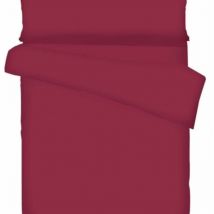 Juego de cama de 3 piezas 100 % algodón lavado, textura esponjosa, antideslizante, color rojo vino, 180