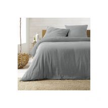 Juego de cama doble de gasa de algodón 240x220 cm gris