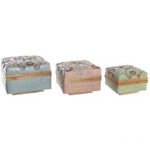 Juego de cestas Dkd Home Decor multicolor bambú boho 29 x 29 x 22 cm
