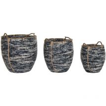 Dkd Home Decor - Juego de cestas blanco negro boho 56 x 56 x 60 cm 52 x 52 x 60 cm plástico 3 piezas