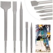Soekavia - Juego de cinceles sds de 5 piezas con 2 cinceles puntiagudos y 3 cinceles planos para perforación de hormigón - rwdiy ›Herramientas