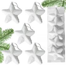 Juego de colgantes para árbol de navidad de madera, 6 piezas, blanco