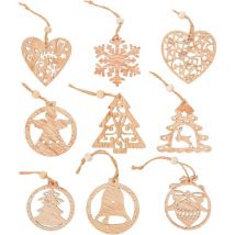 Juego De Colgantes Para Árbol De Navidad De Madera 9 Piezas