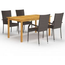 Juego de comedor de jardín muebles de exterior 5 piezas marrón 020013811