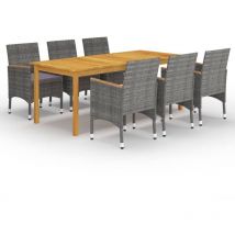 Homemiyn - Juego de comedor de jardín muebles de exterior 7 piezas gris 020013949