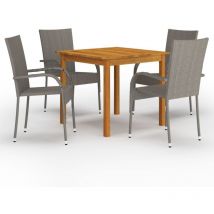 Decdeal - Juego de comedor de jardín muebles de exterior 5 piezas gris 020013786