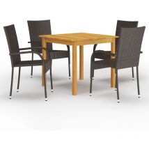 Juego de comedor de jardín muebles de exterior 5 piezas marrón 020013812
