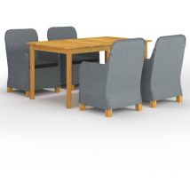 Minkurow - Juego de comedor para jardín de 5 piezas gris claro vidaXL