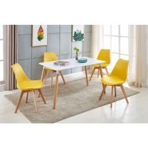 Hobag – Juego de cuatro sillas escandinavas amarillas – Polipropileno, Espuma – Dimensiones: 53x49x82 cm