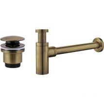 Tecom - Juego de desagüe y sifón antique bronze, modelo redondo Damast KITSCA3 Bronce