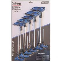 Bricoline - Juego de Destornilladores Hexagonales en t Silver – Set de 11 Piezas (2-10 mm) para Mecánica, Bicicletas y Taller, Mangos Ergonómicos