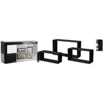 H&s Collection - Juego de estantes de madera 3 piezas negro