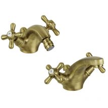 Juego de grifería retro en color bronce antiguo Gattoni Calypso KICALY3BR