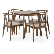 Juego de mesa 80x80 cm y 4 sillas de comedor Rustic color Nogal