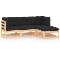 Juego de muebles de jardín 4 pzas y cojines madera maciza pino vidaXL