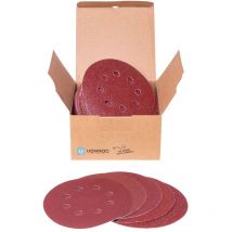 Vonroc - Juego de papel de lija - 125mm - 50 pcs. - Para lijadoras orbitales aleatorias - Cierre de velcro - Varios granos