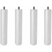 Juego de Patas de Madera para Somier o Base Tapizada, con Rosca para M-10, Pack 4 uds de Color Blanco de 25 cm