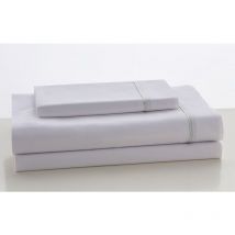 Juego de sábanas de algodón de 600 hilos color blanco. Cama de 200 cm. 4 piezas