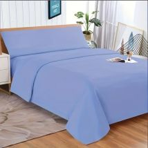Juego de sábanas lavadas de 3 piezas, extra suaves, incluye sábana bajera, sábana bajera y funda de almohada Azul 135 cm