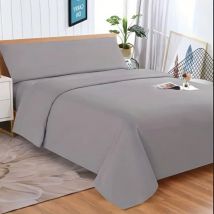 Juego de sábanas lavadas de 3 piezas, extra suaves, incluye sábana bajera, sábana bajera y funda de almohada Gris 135 cm