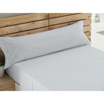 Estelia - Juego de sábanas liso bies 200 de EsTela 150 cm + 2 Fundas Almohada - Gris Perla