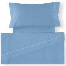 Cañete - Juego de sábanas liso bies 50/50 de EsTela Azul Claro - 90 cm